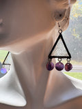 1” Clear Florentine Stained Glass Triangle and Purple Abalone