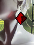 Vintage Red Waterglass 1.25” Square Earrings