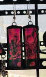1.5” Iridescent Ripple Fuchsia Stained Glass Earrings