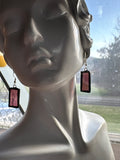 Upcycled Plum 1” Rectangle Stained Glass Earrings
