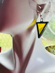 1” Upcycled Yellow Waterglass Triangle  Earrings