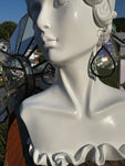 Upcycled Iridescent Clear Tear Drop  Earrings