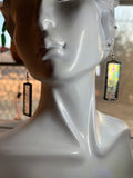 1.5”  Iridescent Clear Florentine Glass Rectangle Earrings