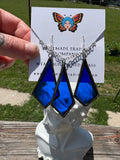 2” Kite Cobalt  Stained Glass Earring and  Necklace Set