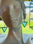 Opalescent Mermaid 1” Triangle Stained Glass Earrings