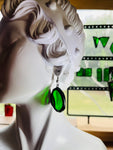 1.25” Upcycled Green Waterglass Circle Earrings