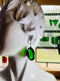 1.25” Upcycled Green Waterglass Circle Earrings