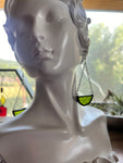 Olive Green Stained Glass Semicircle Earrings