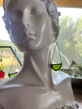 Olive Green Stained Glass Semicircle Earrings