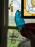 3” Upcycled Stained Glass Blue Cat