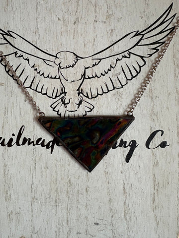 Black Oil Slick Stained Glass  Necklace