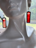 1.5” Rectangle Medium Bright Garnet Swirl Earrings
