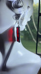 Vintage Red Waterglass 1.25” Rectangle Earrings