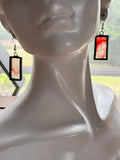 1” Rectangle Clear and Garnet Swirl Earrings