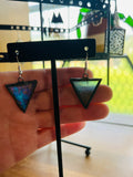 Opalescent Mermaid 1” Triangle Stained Glass Earrings