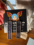 2” Rectangle Blue/Purple Van Gogh Stained Glass Earrings