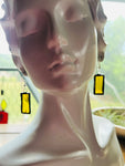 1.25” Upcycled Yellow Waterglass Rectangle Earrings