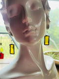1.25” Upcycled Yellow Waterglass Rectangle Earrings