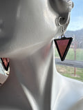Upcycled Plum 1” Triangle Stained Glass Earrings