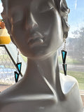 3” Upcycled Light Aqua Stained Glass Chain Drop Earrings