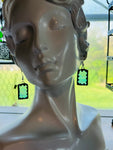 Opalescent Mermaid 1” Rectangle Stained Glass Earrings
