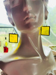 1.25” Upcycled Yellow Waterglass Square Earrings