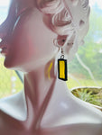 1.25” Upcycled Yellow Waterglass Rectangle Earrings