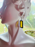 1.25” Upcycled Yellow Waterglass Rectangle Earrings