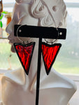 2” Vermilion Ripple “Shield” Stained Glass Earrings