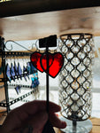 1.5” Cherry Red  Heart Earrings on Hoops