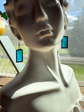 Light Blue 1” Rectangle Stained Glass Earrings
