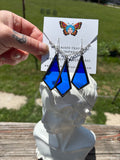 2” Kite Cobalt  Stained Glass Earring and  Necklace Set