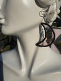 Upcycled Iridescent Clear Crescent Moon  Earrings