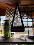 1.75” Clear Florentine and Purple Stained Glass Triangle Earrings