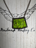 Upcycled Lime Green Stained Glass Earring and   Necklace Set