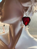 1” Red Heart Earrings with Beads