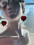 1” Red Heart Earrings with Beads
