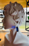 Upcycled  Cobalt Blue 1” Circle Stained Glass Earrings