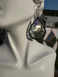 Upcycled Iridescent Clear Tear Drop  Earrings