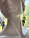 3” Chain Drop Upcycled Lime Green Stained Glass Earrings