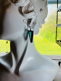 Opalescent Mermaid 1” Triangle Stained Glass Earrings