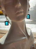 Tiny 1/2” Upcycled Light Aqua Stained Glass Earrings