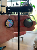 Opalescent Mermaid 1” Circle Stained Glass Earrings