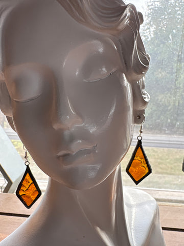 Upcycled Amber Kite Earrings