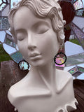 Upcycled Iridescent Clear Circle Earrings