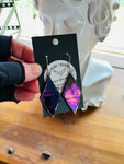 2” Rhombus  Iridescent Forest Green Stained Glass Earrings