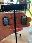 Opalescent Mermaid 1” Rectangle Stained Glass Earrings