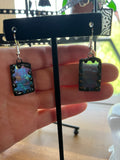 Opalescent Mermaid 1” Rectangle Stained Glass Earrings