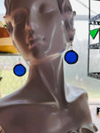 Upcycled  Cobalt Blue 1” Circle Stained Glass Earrings