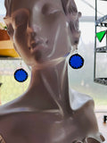 Upcycled  Cobalt Blue 1” Circle Stained Glass Earrings